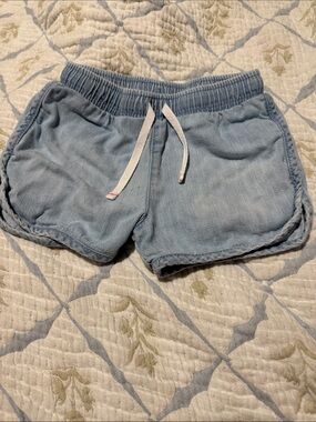 Cat & Jack Light Blue Girls' Drawstring Denim-Look Shorts